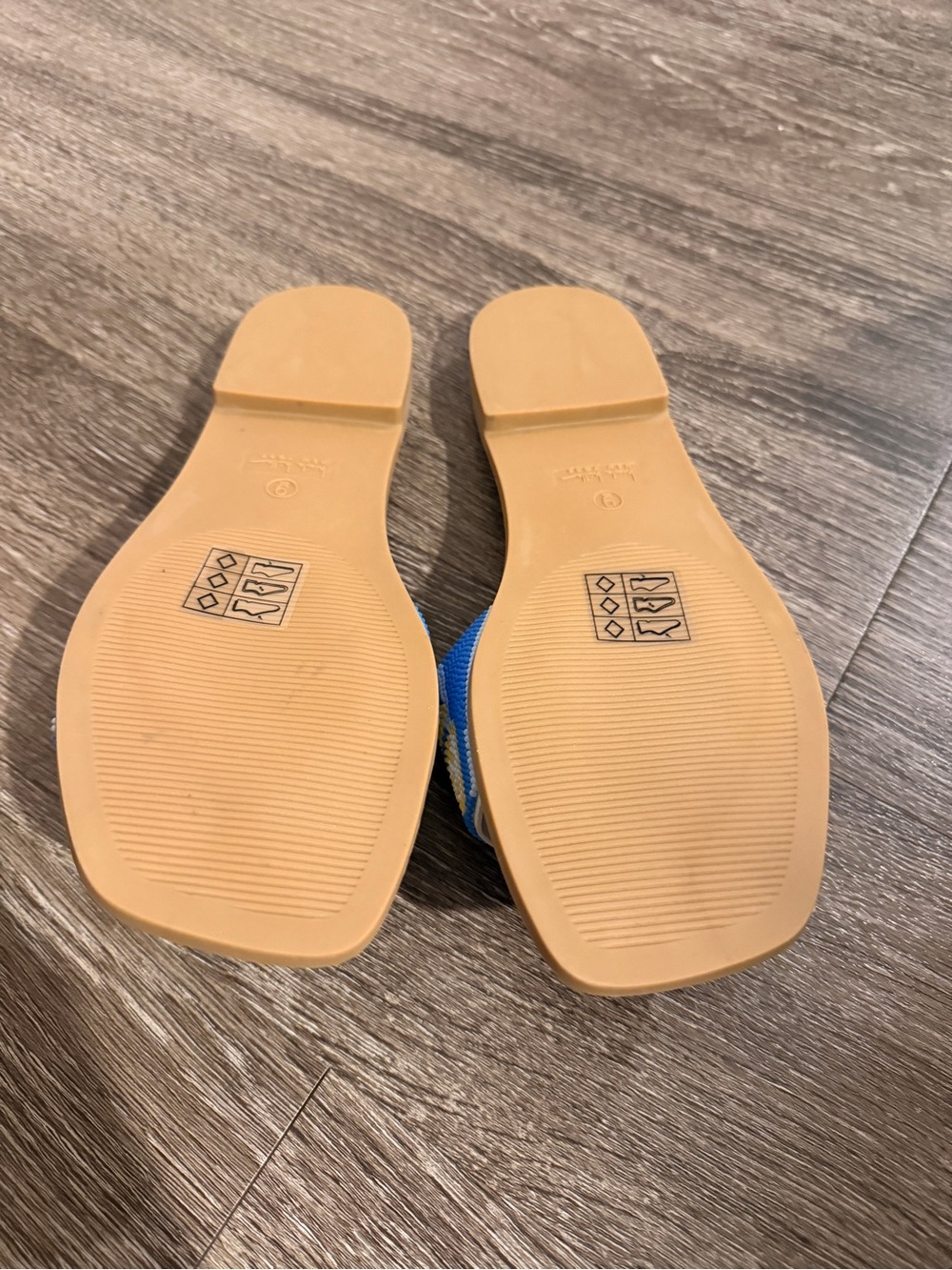 Nicole Miller Blue & Yellow Capri Beaded Slide Sandals - Picture 4 of 4